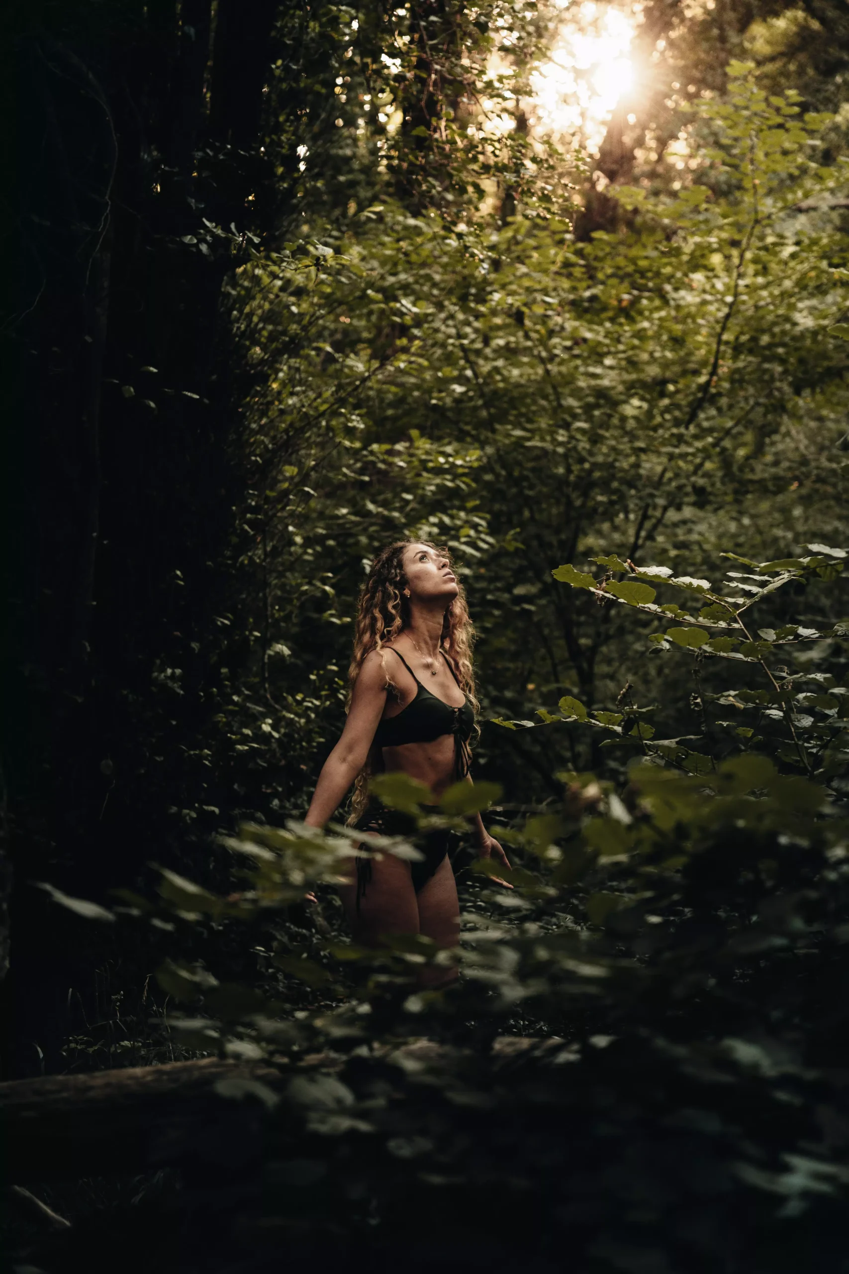 Personal Branding - Ragazza nella foresta che osserva in alto